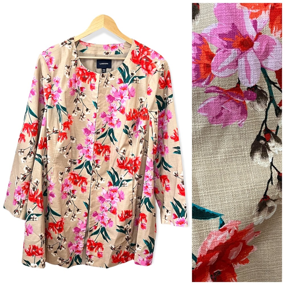 Lands End Garden Floral Coat Plus Size Jacket Fairy Cottagecore Whimsical 26W - Picture 2 of 10